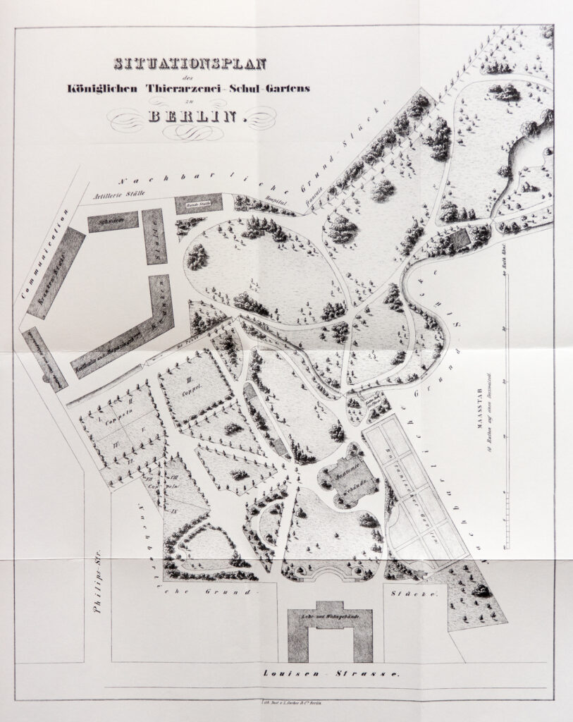 Situationsplan des königlichen Thierarznei-Schul-Gartens zu Berlin, 1841. In: W. Schütz, 1890